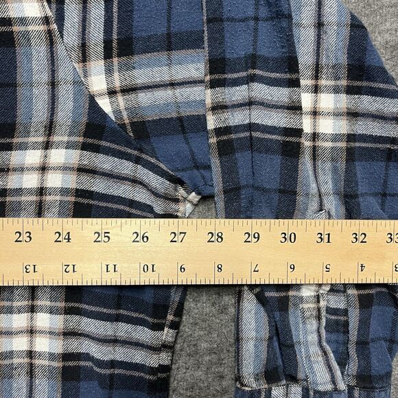 Ely Cattleman Flannel Pearl Snap Shirt Men's 2XL XXL Blue Plaid Long Sleeve - Picture 5 of 6